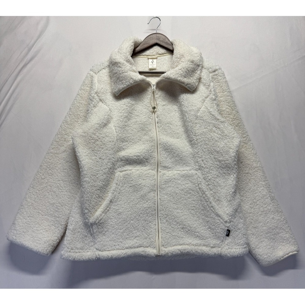 Skechers Diamond Glacier Sherpa Jacket Womens XL Off White Oversized Full Zip